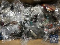 A box of large quantity of assorted costume jewellery