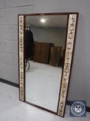 A Danish mahogany and tiled overmantel mirror