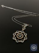 An Edwardian style aquamarine and seed pearl pendant CONDITION REPORT: Pendant