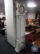 A 20th century painted continental longcase clock with weights CONDITION REPORT: No