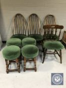 Three Ercol high back dining chairs, pub chair,