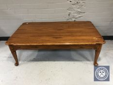 An oak farmhouse style coffee table