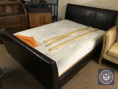 A 5' leather bed frame with Highgrove orthopaedic interior