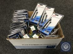 A box of new pens and retractable pencils