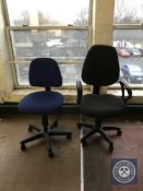 A swivel office armchair and typist's chair