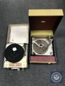 A vintage Regentone record player and a Fidelity record player