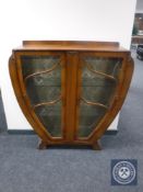 A walnut Art Deco display cabinet