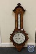 A 19th century inlaid rosewood barometer CONDITION REPORT: Glass cracked.