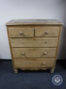 A Victorian pine five drawer chest CONDITION REPORT: Lacks three knob handles.