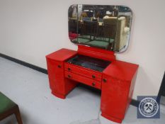 A mid twentieth century painted dressing table and four drawer chest