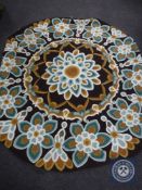 A Kashmir circular chain stitch rug,