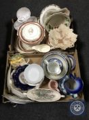 Two boxes of china, Royalty dinner ware, Devon Fieldings bowl,