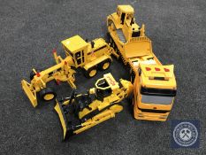 Two Bruder large scale vehicles - cement mixer and Liebherr crane