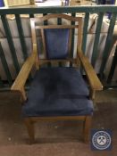 A twentieth century upholstered blue dralon chair