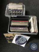 Two boxes of LP records - mainly rock and pop - The Beatles, Bob Dylan,