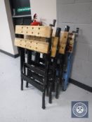 Four folding work benches