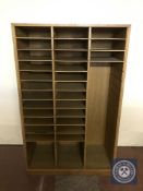 A set of mid twentieth century pigeon hole shelves