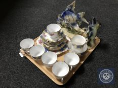 A tray of twenty-one piece Grosvenor Windsor china tea service,