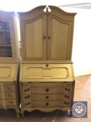 A blonde oak bureau bookcase CONDITION REPORT: 194cm high by 96cm wide by 49cm deep.