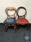Two antique mahogany dining chairs
