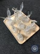 A tray of nine French crystal ornaments