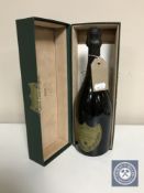 A boxed bottle of Dom Perignon champagne vintage 1985