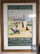 A framed National Railway Museum poster - South Shields