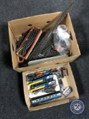 Two boxes of Hornby rolling stock and track