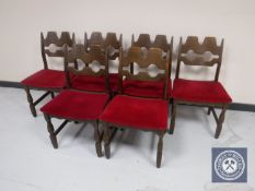 A set of four late twentieth century oak dining chairs