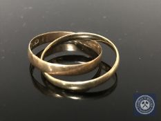 Two 18ct gold band rings, 2.