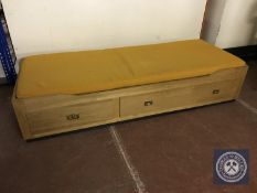 A continental oak 3' bed and interior fitted two drawers