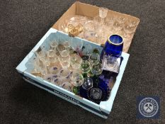 Two boxes of assorted glass ware