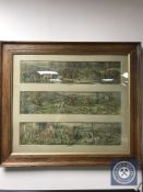 Three early 20th century coloured hunting prints, 'The Meet', 'Full Cry' and 'The Death',