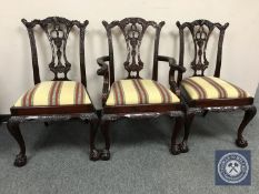 A good quality set of Chippendale style mahogany dining chairs comprising of two carvers and six