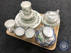 A tray of Royal Doulton Expressions tea china and part Crown Staffordshire bone china tea service