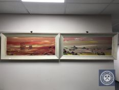 Two 1970's framed David George Deakins oil on board seascapes