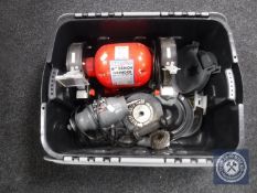 A plastic crate containing 6