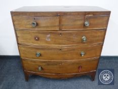 A Regency mahogany bow-fronted five drawer chest