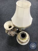 An Italian pottery table lamp on wooden base,
