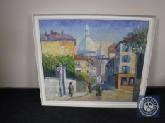 A gilt framed continental school oil on canvas, street scene,