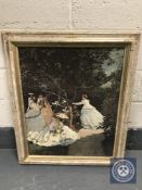 An Artagraph edition : Lady's in a garden, framed.