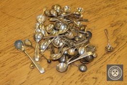 Approximately 56 various silver salt and mustard spoons