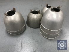 Seven mid 20th century metal glass lined light fittings (a/f)