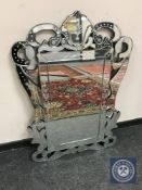 A Venetian style all glass mirror,