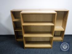 Three sets of contemporary bookshelves