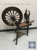 An antique spinning wheel