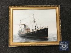 A gilt framed oil on board of the Lord Nuffield fishing trawler