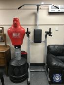 A chin dip and leg exerciser