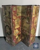 A Victorian four fold scrap screen