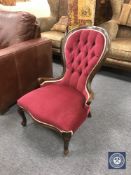 A Victorian style button back lady's chair